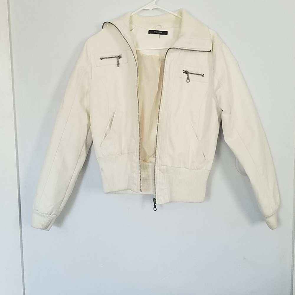 Paper tee faux leather jacket.